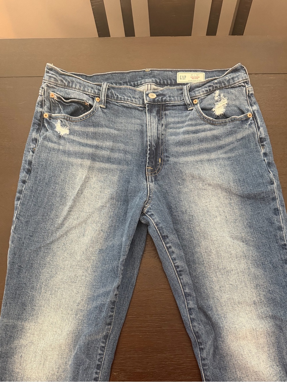 GAP Light-Blue Distressed Straight Jeans